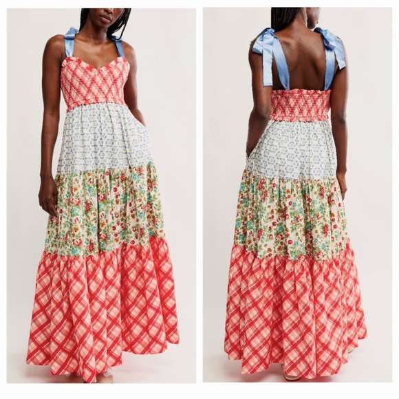 NWT Free People Bluebell Patchwork Maxi Dress in Cherry Combo - Picture 15 of 15